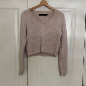 Vero Moda Cozy Crop V-Neck Sweater - Lilac Purple